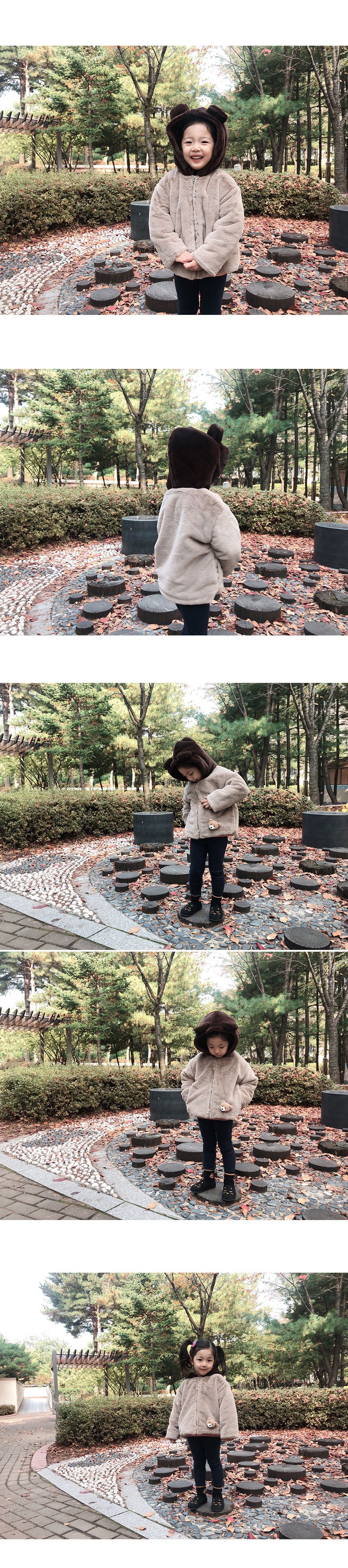 韓國 OZKIZ - 細緻絨毛棕熊外套