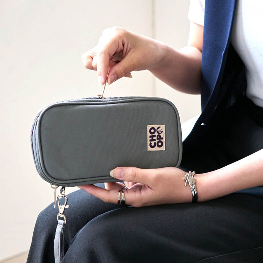 旅行便利雙層網格小物收納包-灰