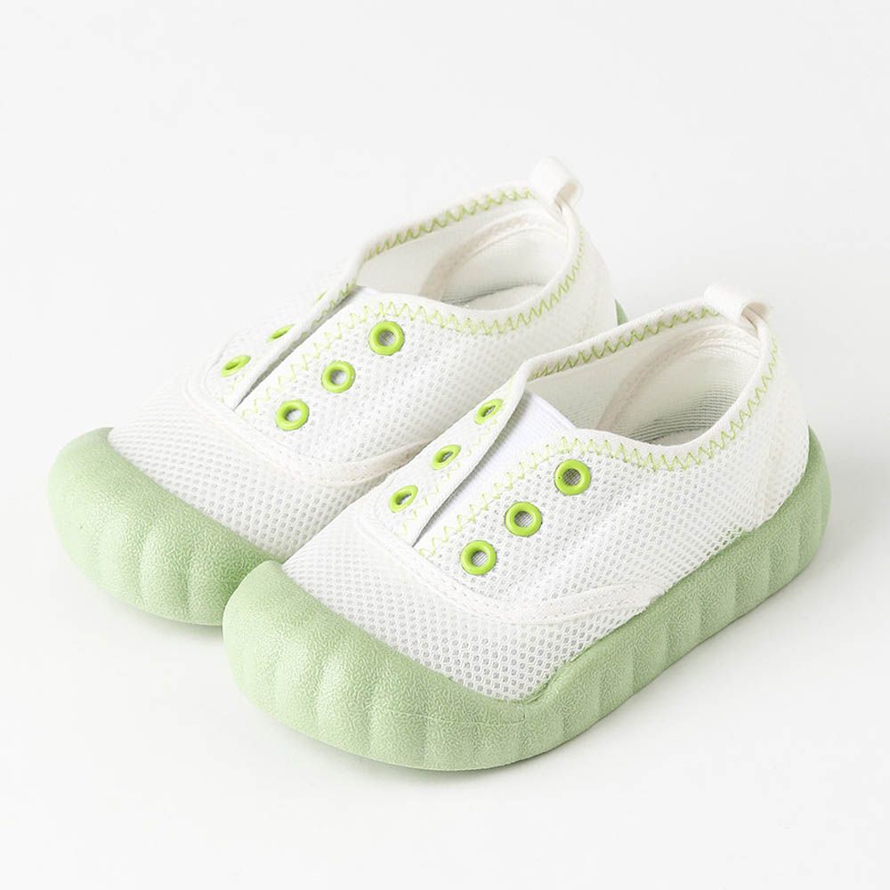 網眼透氣懶人室內鞋/休閒鞋-白X綠