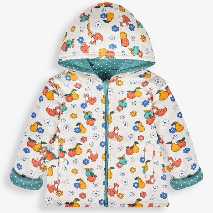 英國 JoJo Maman BeBe - 幼/兒童雙面穿100%純棉保暖連帽外套-收穫祭