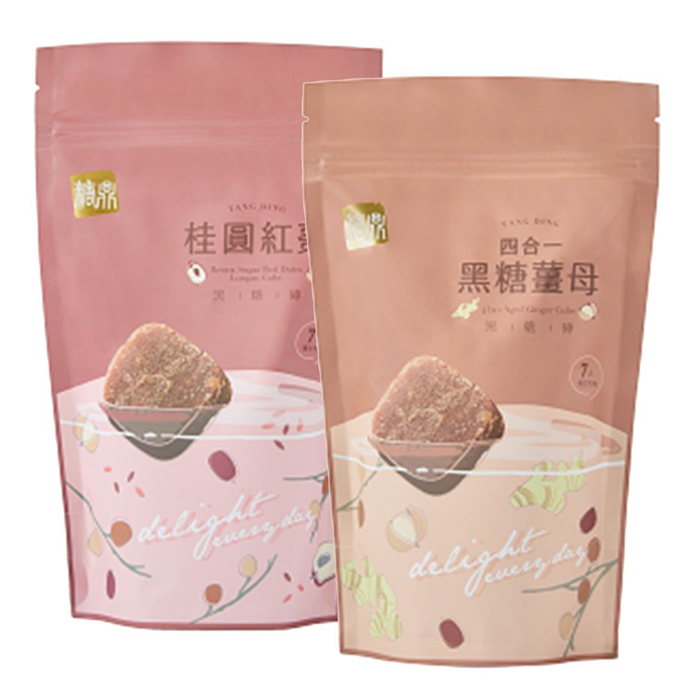 糖鼎黑糖磚 - 暢銷推薦組:桂圓紅棗(小)+四合一黑糖薑母(小)-30g*7入/包*2