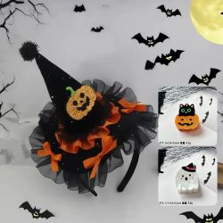 Love, Charlotte - 萬聖節小巫婆帽南瓜髮箍+2款可愛小抓夾-袋裝