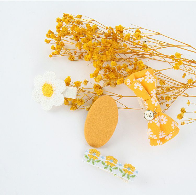 韓國 Babyblee - 雛菊花朵髮夾/髮飾4入組-芥末黃