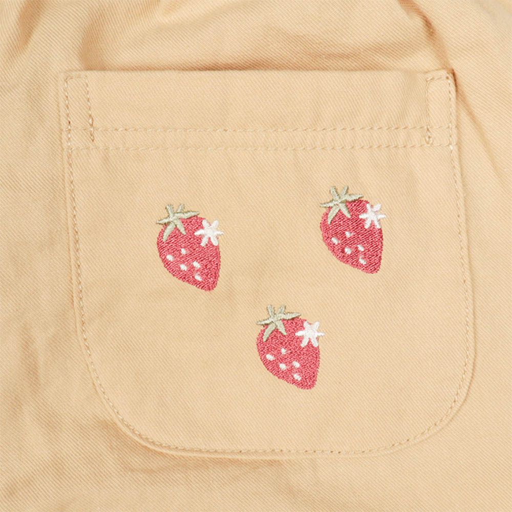 7分褲-口袋刺繡-淺卡其色