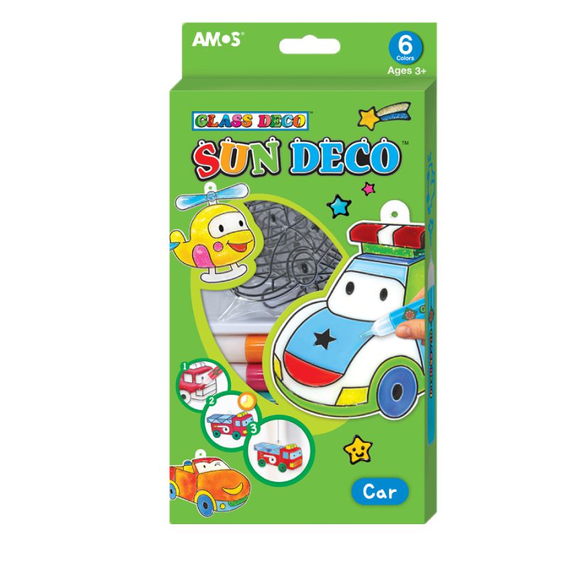 韓國 AMOS - 6色交通工具主題吊飾玻璃彩繪膠