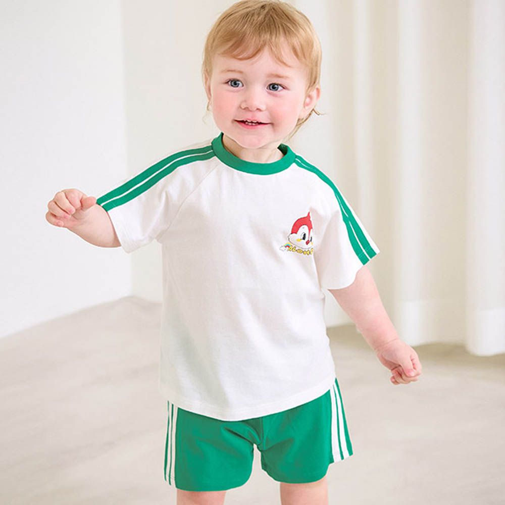 Aloha小鳥運動風純棉短袖套裝-綠