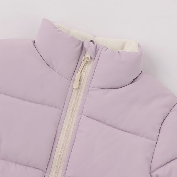 日本 petit main - 潑水加工 蓬鬆保暖鋪棉外套-深藍小花