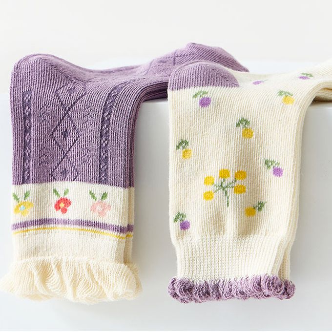 腳ㄚ子 - 兒童棉質中筒襪-紫羅蘭