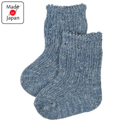 akachan honpo - 新生兒直角襪 霜絮感-深藍色 (7~9cm)-日本製