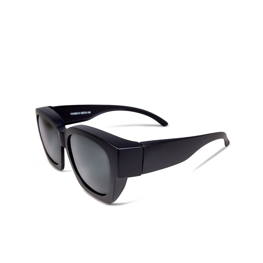 ALEGANT - 經典純黑色方框全罩式偏光墨鏡│外掛式UV400太陽眼鏡包覆套鏡│車用太陽眼鏡│近視可戴外掛寶麗來墨鏡