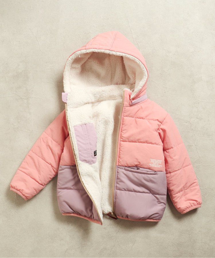 日本 BREEZE - 2WAY極暖裏絨保暖鋪棉外套-卡其x咖啡