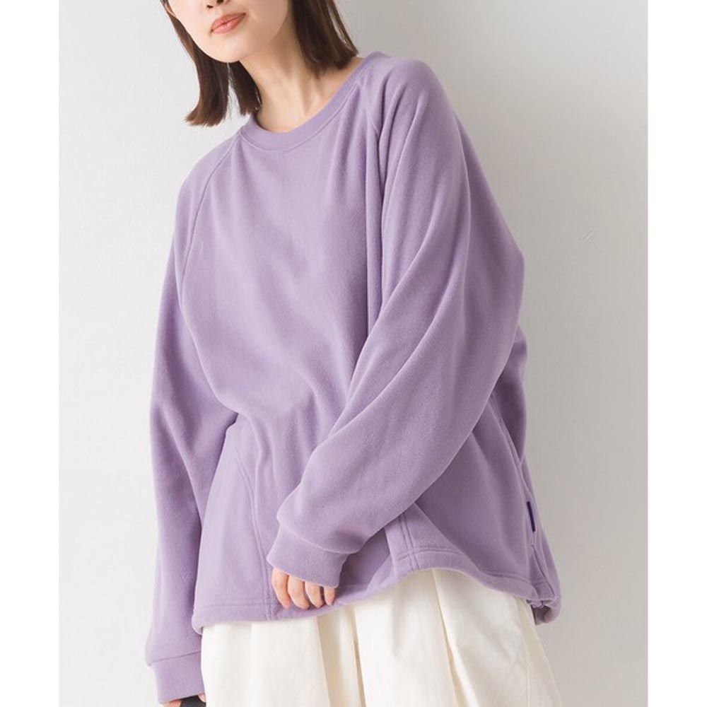 日本 OMNES - 防靜電 下擺抽繩微絨長袖上衣-紫