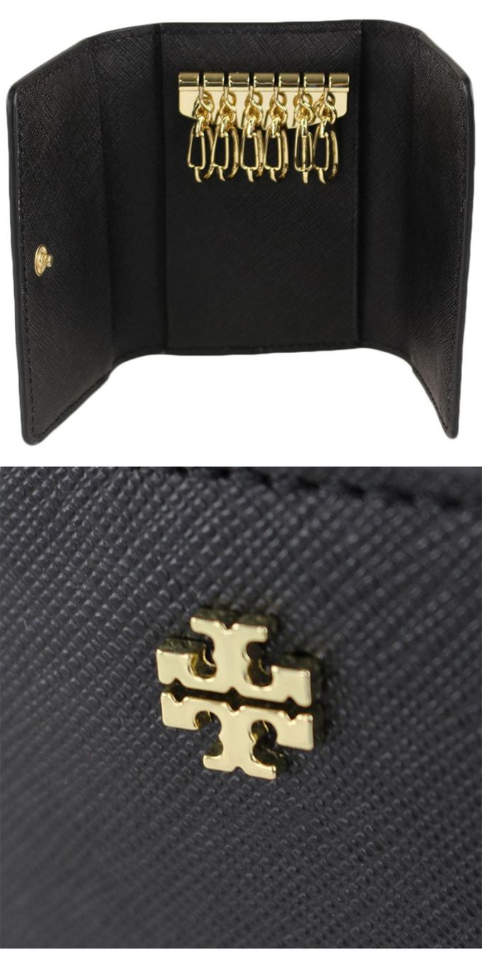 TORY BURCH - 素面皮革鑰匙包-黑色