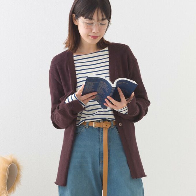 日本 OMNES - 都會感V領排扣混嫘縈針織外套-白