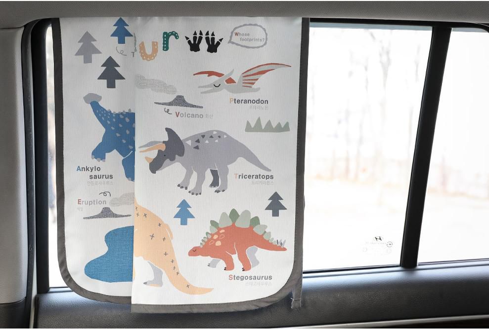 韓國 Bebe Deco - 三層遮光磁鐵遮陽窗簾-侏羅紀公園 (65*45cm)