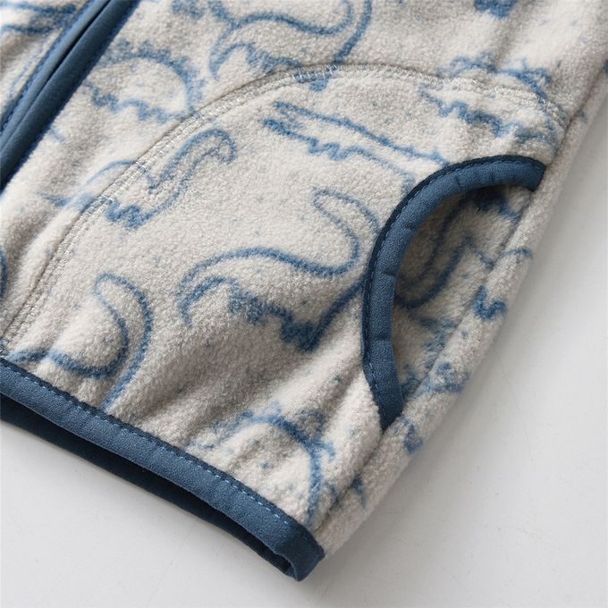 Fleece搖粒絨兒童外套-灰底恐龍世界