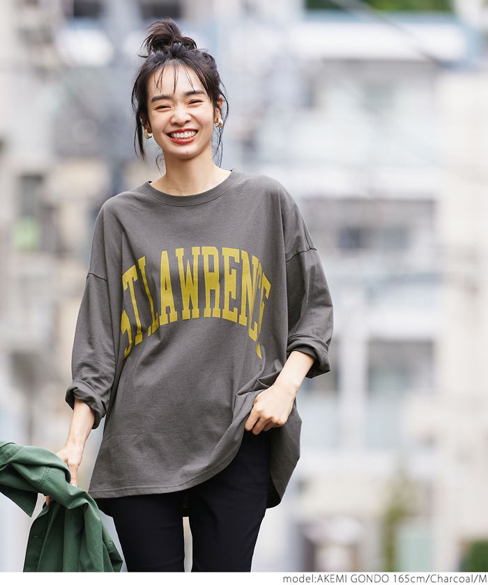 日本 COCA - 純棉英文印花長袖上衣-媽媽-白