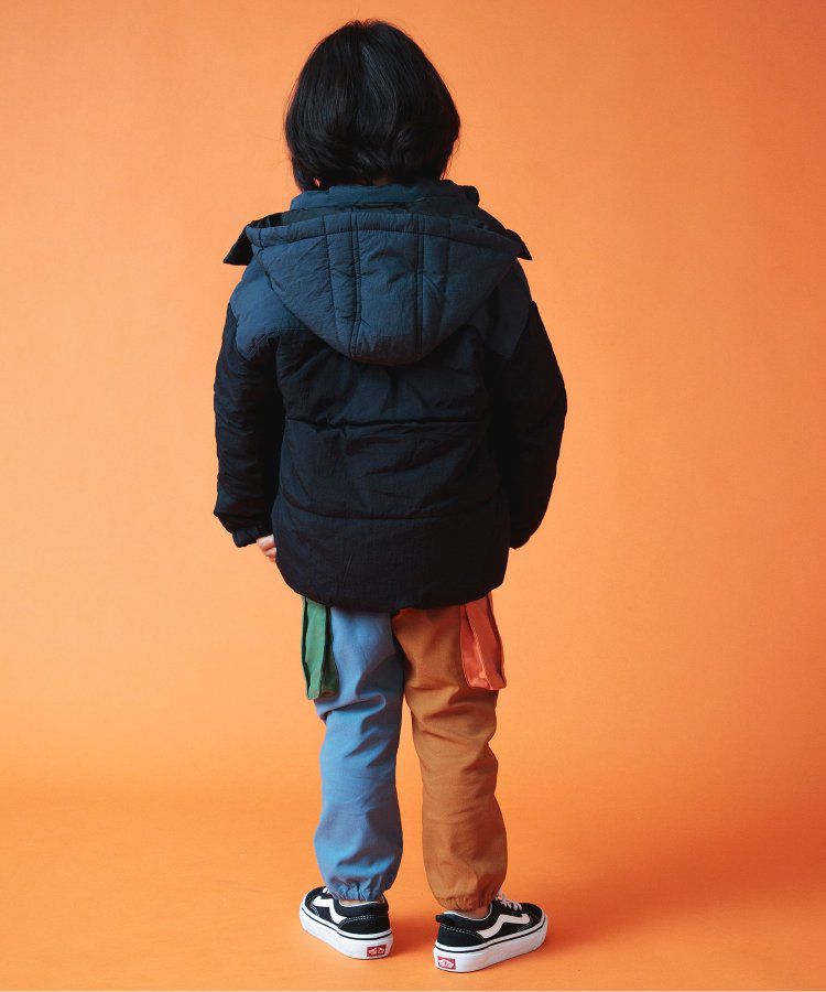 日本 BREEZE - 繽紛蓬鬆大口袋保暖外套-橘灰