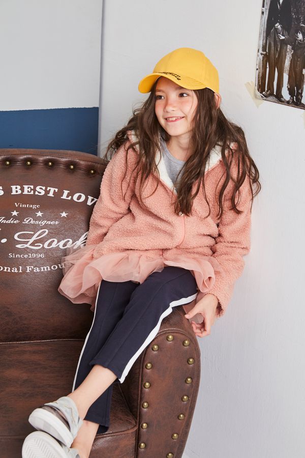 麗嬰房 Little moni - 連帽毛毛網紗外套-粉紅