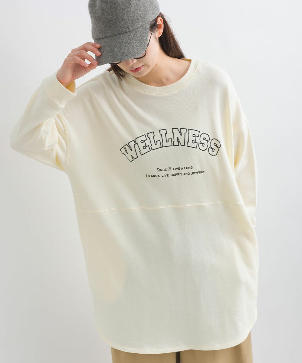 日本女裝代購 - 100%美國棉印花長版長袖上衣-淺灰