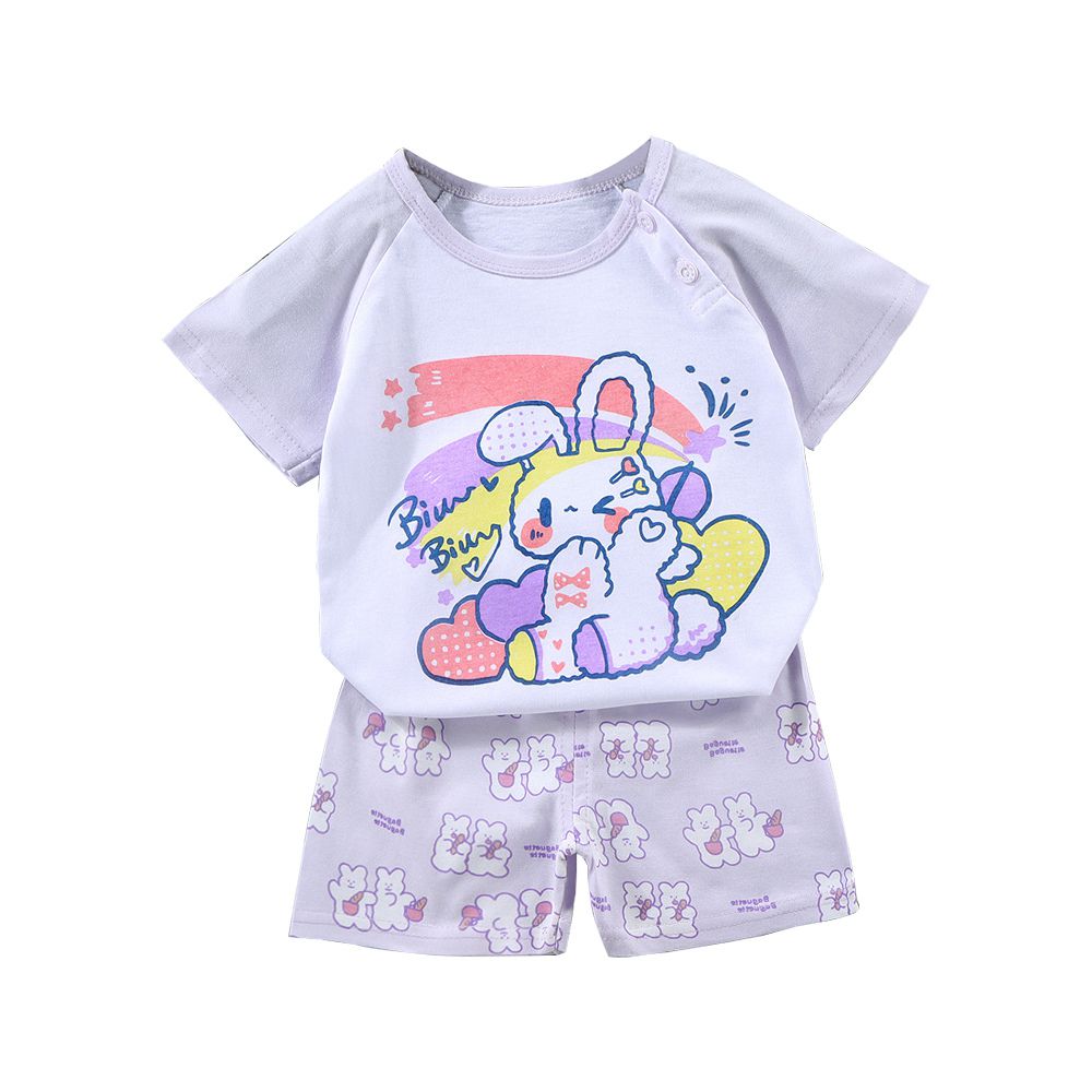 短袖上衣+短褲童裝組 寶寶夏季短袖套裝-流星兔