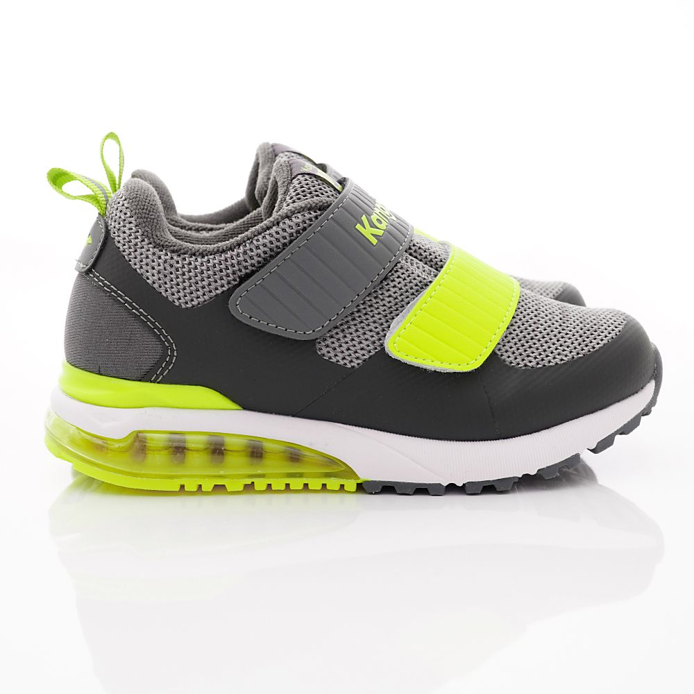 KangaROOS - 氣墊彈力避震運動鞋款(中大童段)-灰/螢光綠