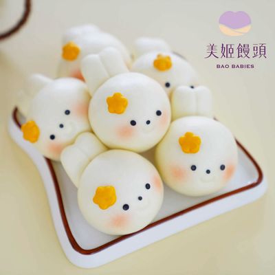 美姬饅頭 - 富貴花兔兔造型鮮乳紅豆包-55g*6顆