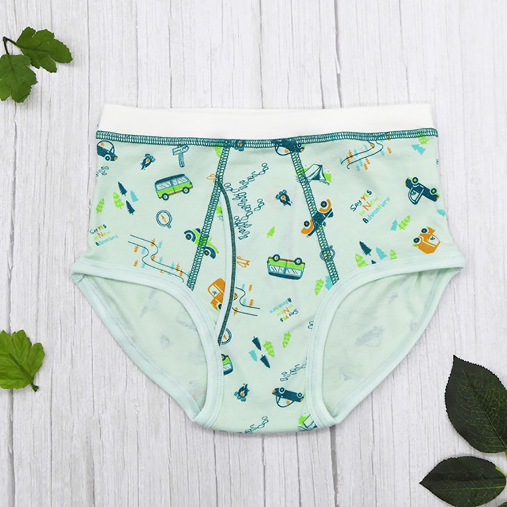 Annypepe - 男童純棉來去露營三角褲-淺綠 (110-150cm)