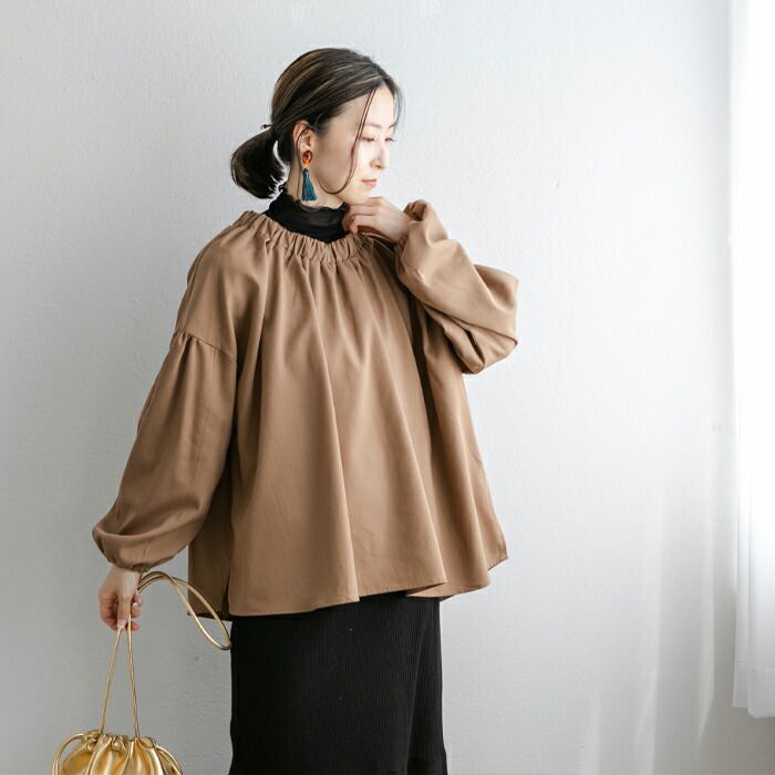 日本 ihuu - 甜美氣質後綁帶長袖上衣-橄欖綠