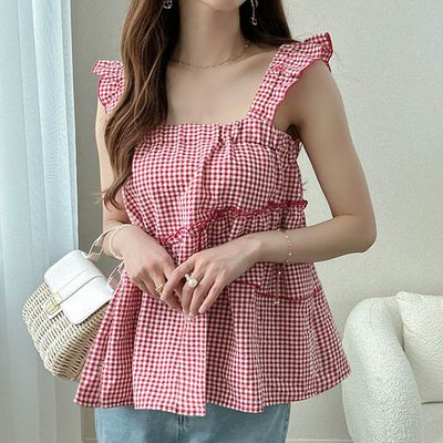 驚人爆低價‼️【日本GRL】可愛格紋荷葉無袖超狂只要199元