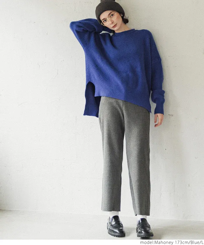 日本 COCA - 前短後長遮臀柔軟毛衣-奶油杏