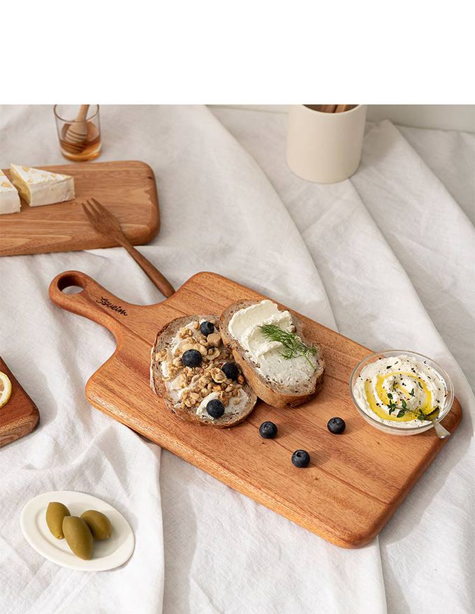 韓國 SSUEIM - 桃花心木製把手長方形砧板/托盤40x19.5x2