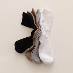 韓國 Daily Like - 女用襪子/中筒襪4入組-黑白純色系 (220~250mm)