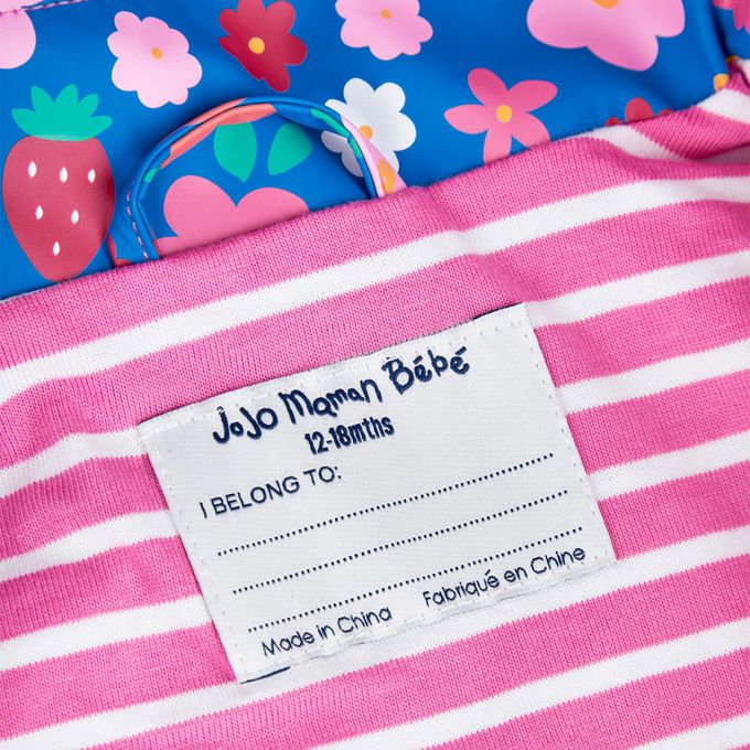 英國 JoJo Maman BeBe - 三合一多功能防水保暖外套-草莓花圃