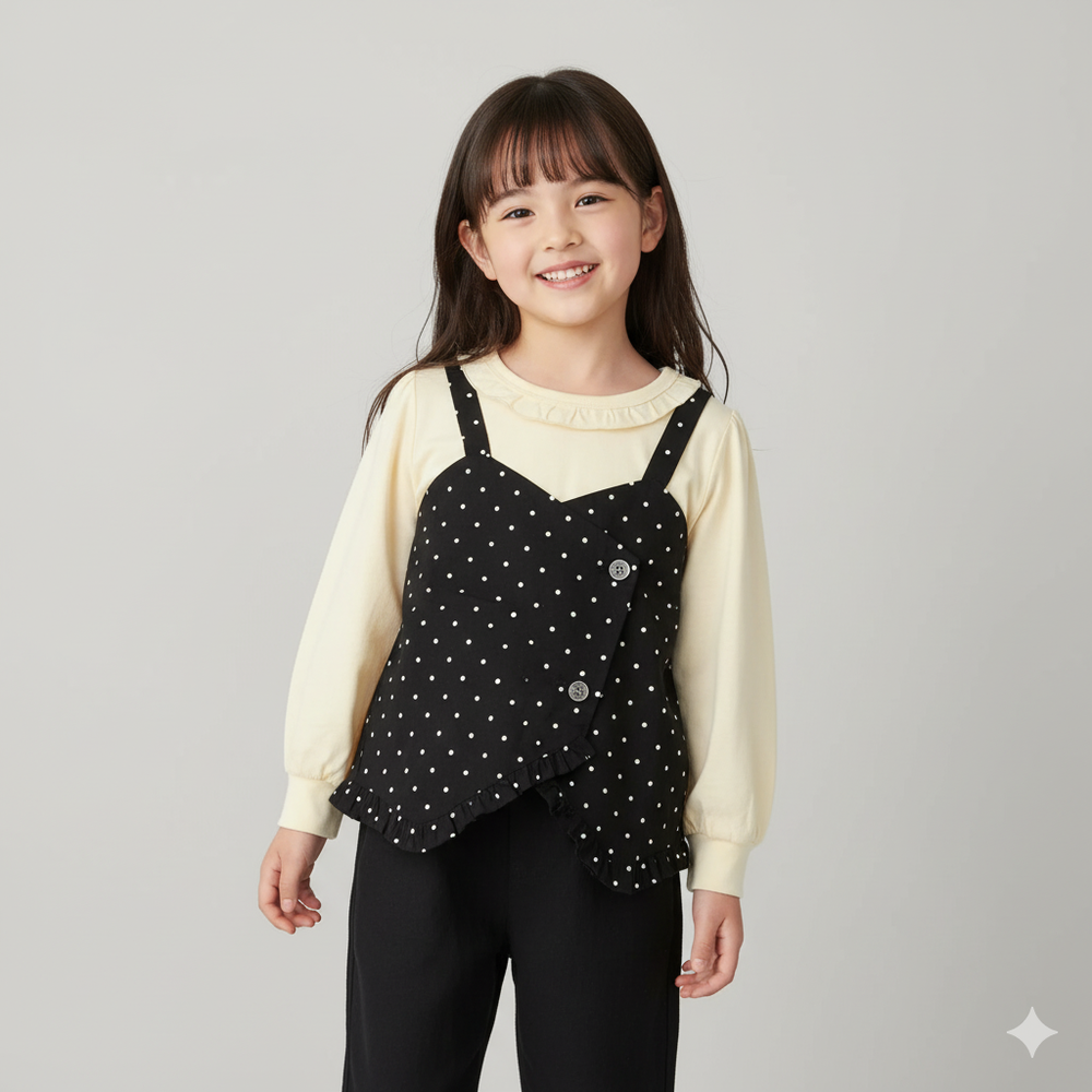 假兩件T恤-米白色