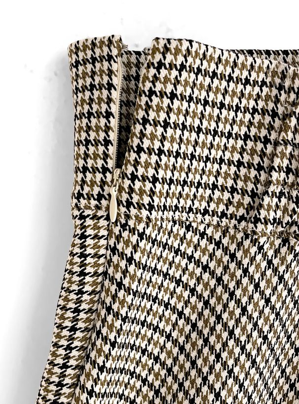 日本 GRL - 千鳥格紋修身長裙-卡其