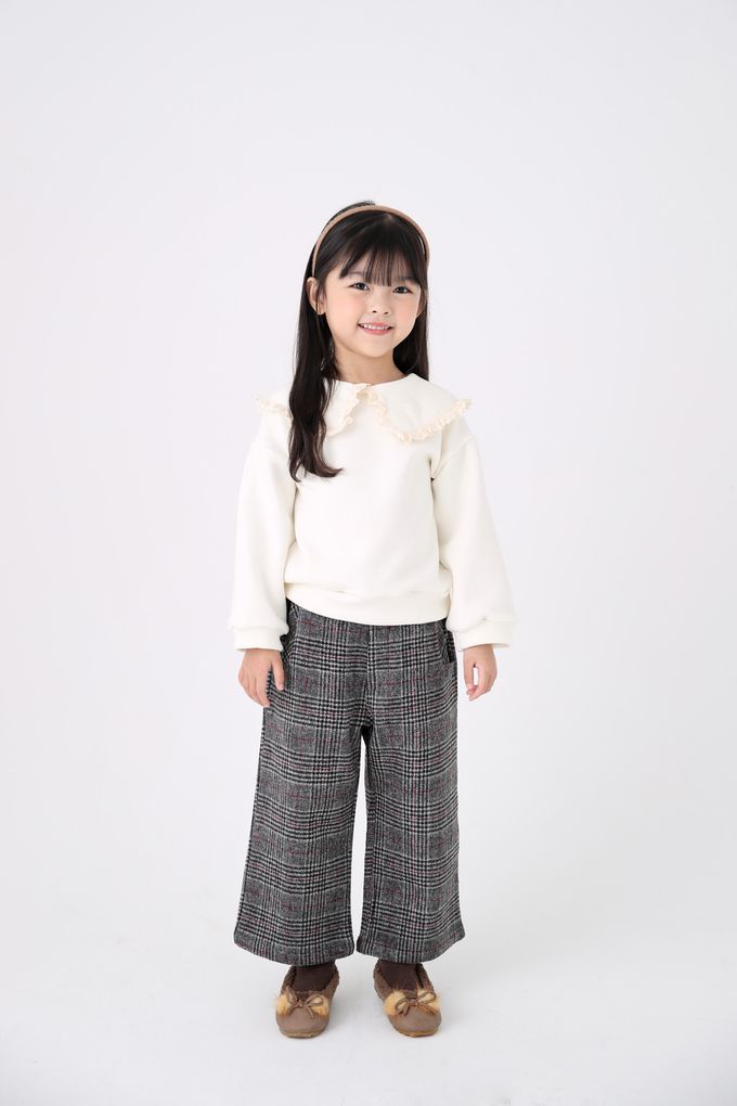 韓國 Coco Bang - 蕾絲布裝飾翻領長袖上衣-粉