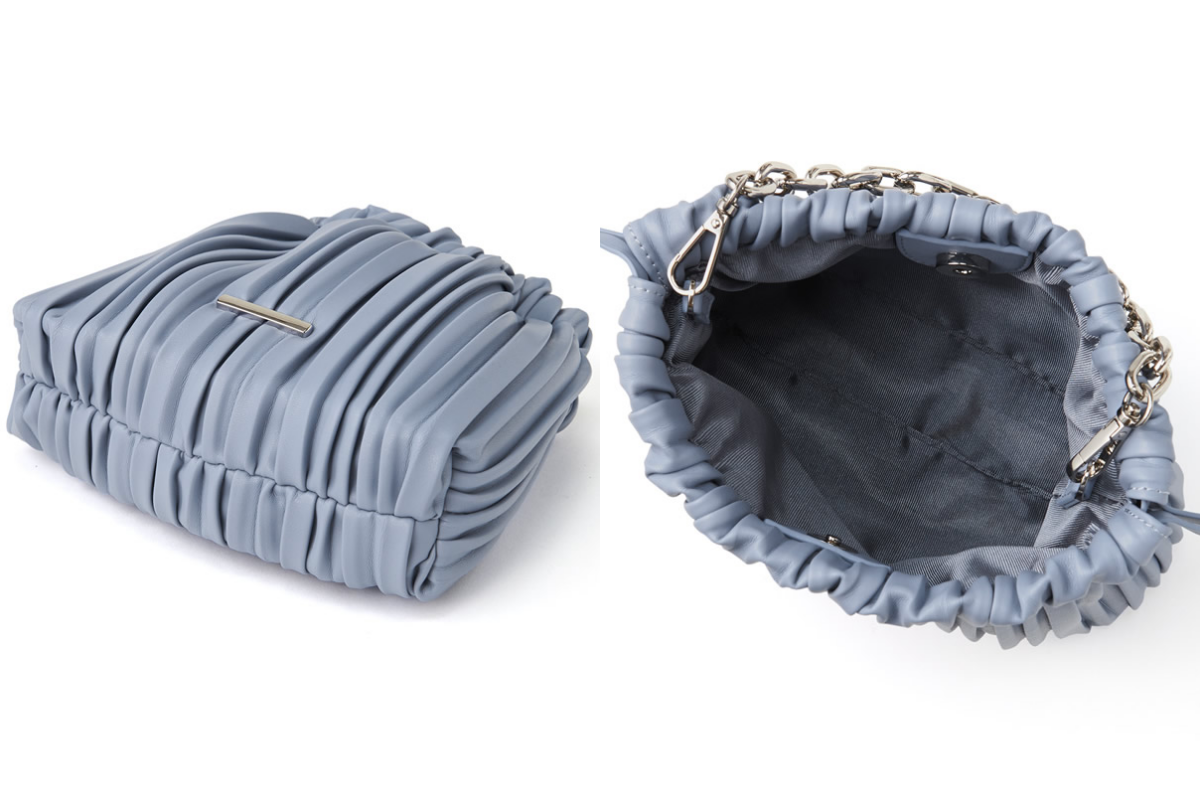 日本 GRL - 2way 百褶束口金屬鏈側背包-白 (17x22x5.5cm)