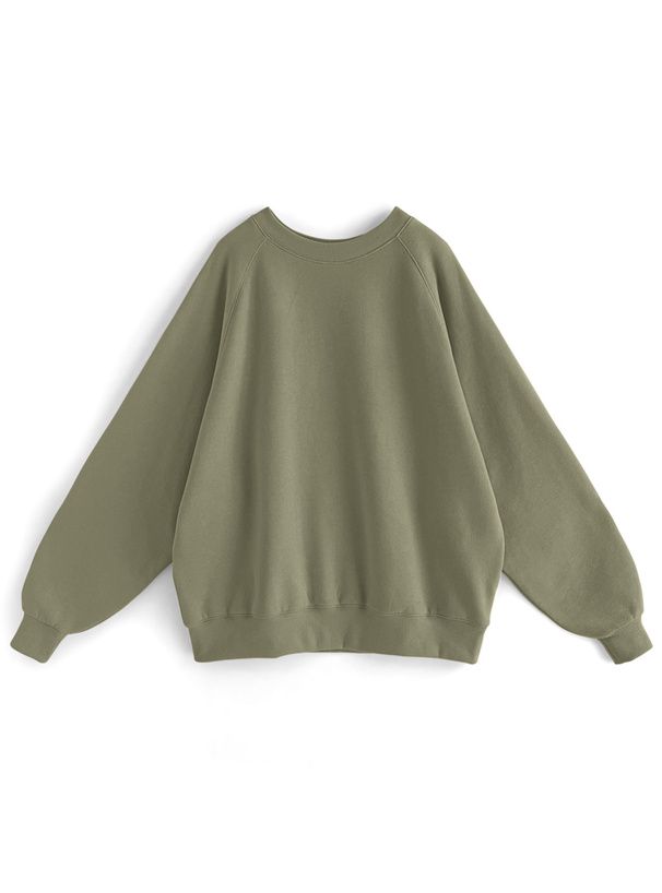 日本 GRL - 圓領內刷毛落肩長袖上衣-薰衣草 (F)