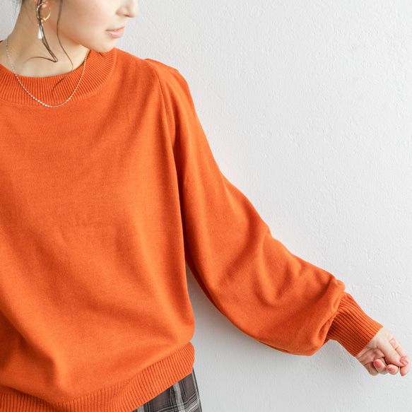 日本 ihuu - 時尚肩膀柔軟針織長袖上衣-象牙白