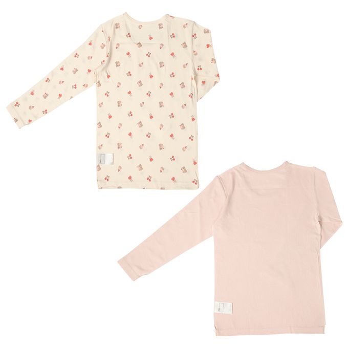 akachan honpo - 長袖圓領速乾上衣-2件組 櫻桃-粉紅色