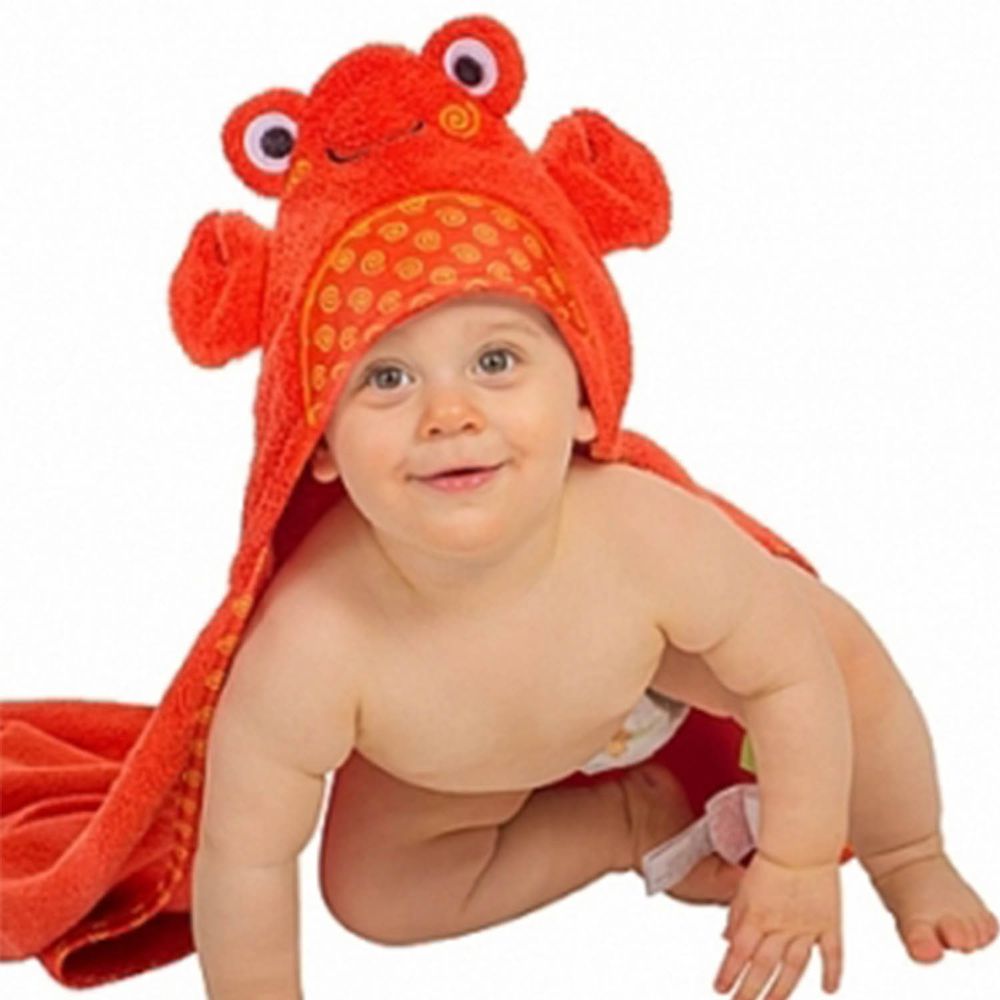 美國 ZOOCCHINI - 可愛動物連帽浴巾/保暖毯(0-18m)-螃蟹