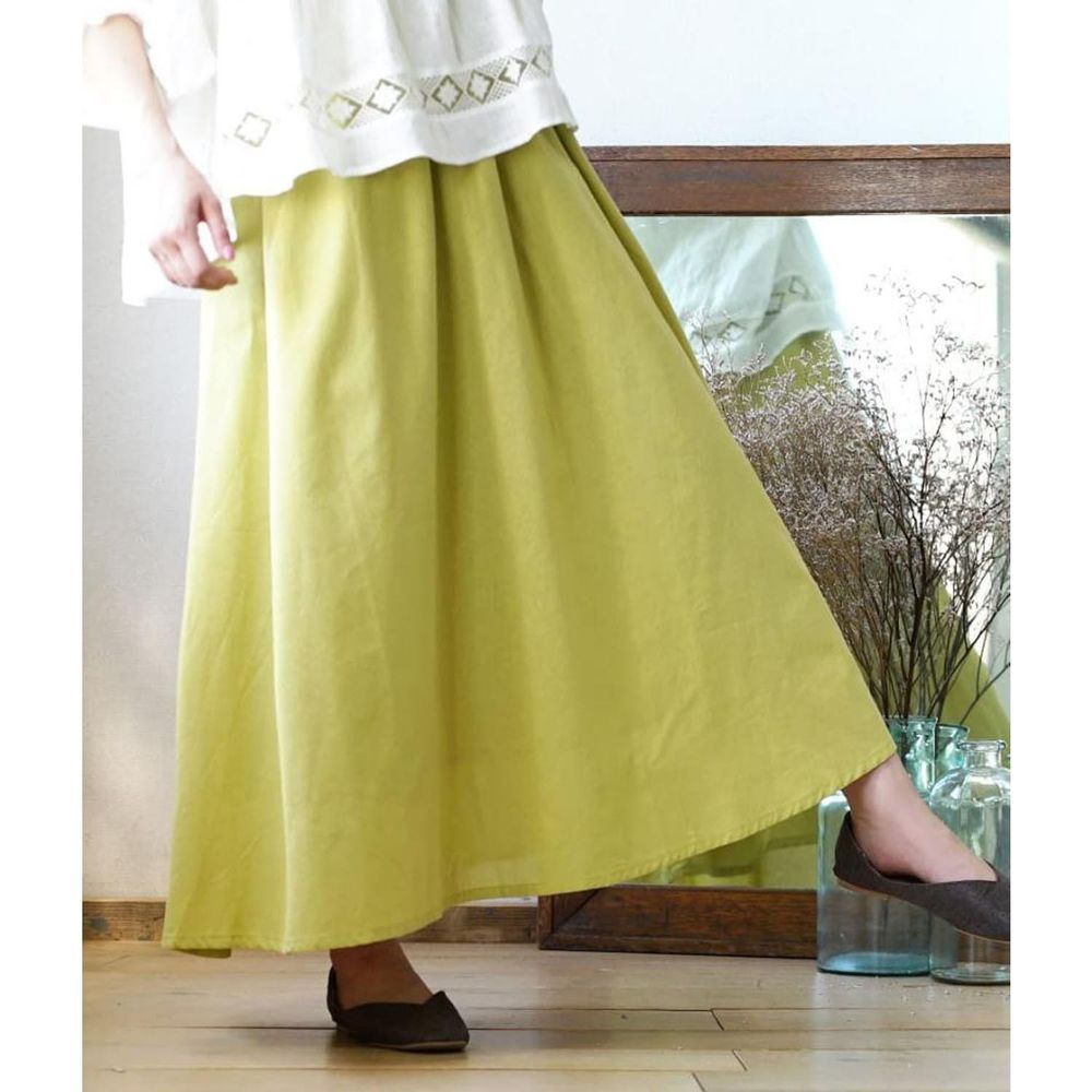 日本 zootie - 純棉仿麻布材質長裙-黃
