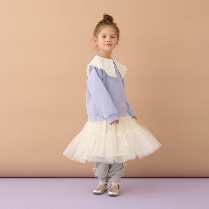 日本 Lycee mine - 蝴蝶結側邊少女休閒長褲-青藍