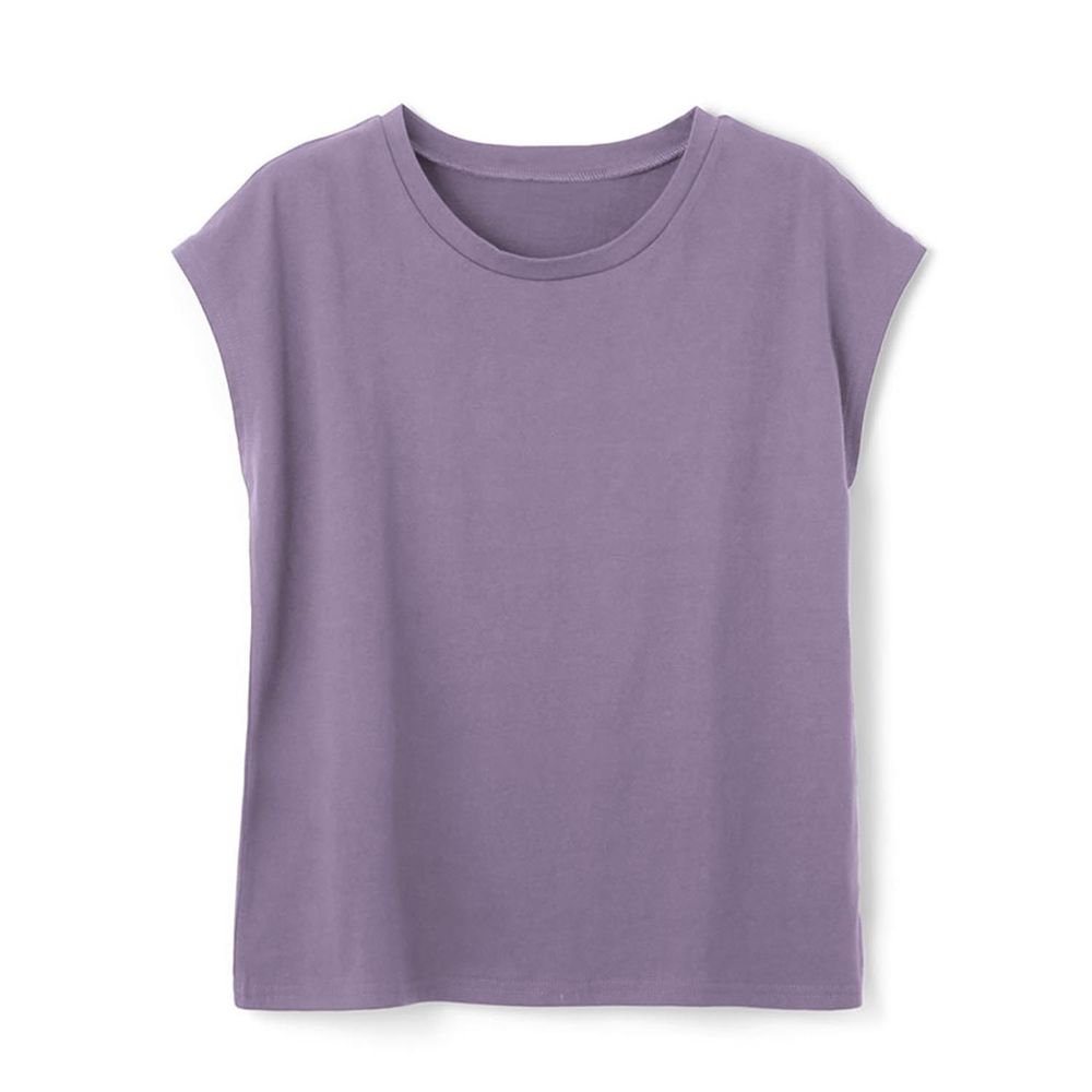 日本 GRL - 100%美國棉透氣百搭短袖上衣-紫