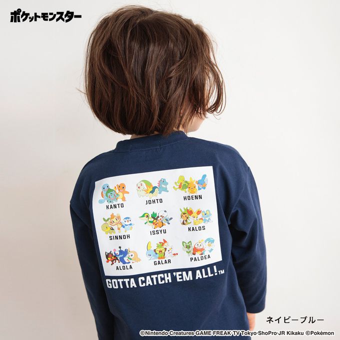 日本 BRANSHES - 超帥寶可夢前後印花長袖上衣-路卡利歐-海軍藍