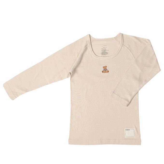 akachan honpo - ah長袖圓領上衣2件組-穿衣練習-淺卡其色