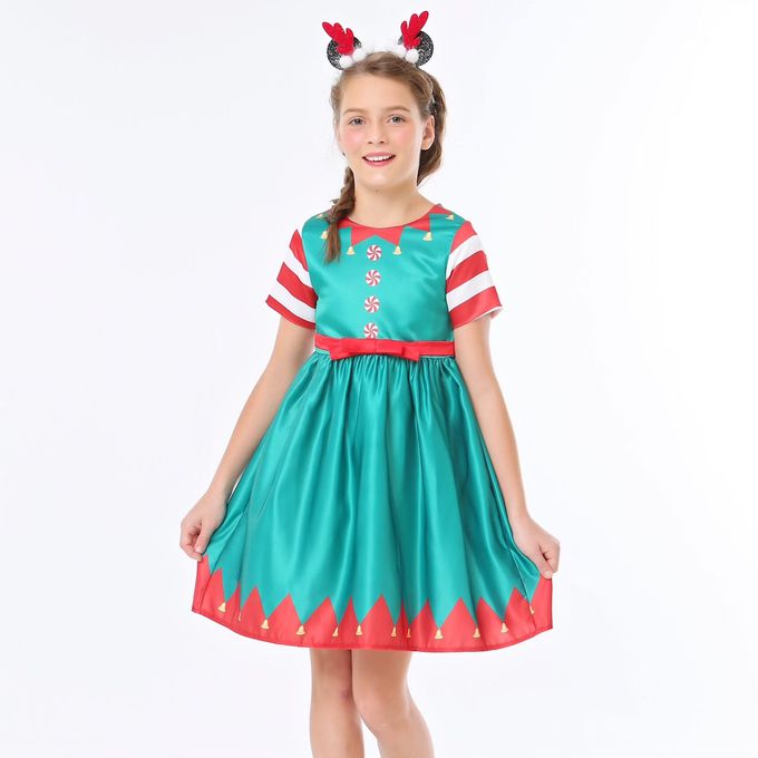 love, charlotte - 聖誕薄荷糖印花洋裝搭配頭飾組