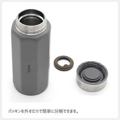 日本 CB Japan - holms八角形不繡鋼保冷保溫瓶(附提帶)-石墨灰-340ml