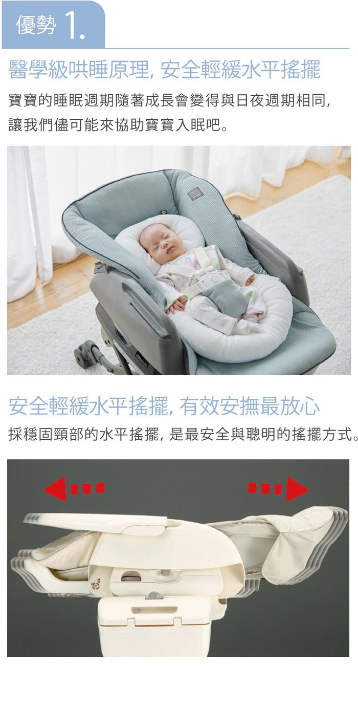 日本 Combi - 安撫餐椅搖床-BEDi Long MT  [手動款]-贈日式蚊帳